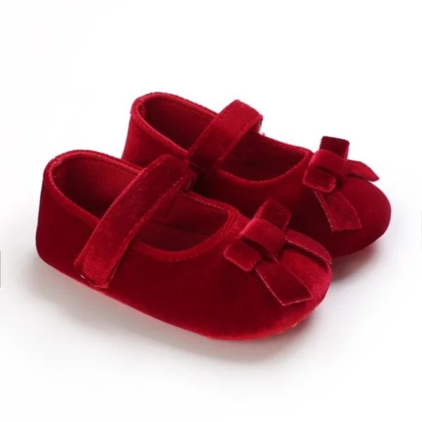 Prewalker Newborn Baby Plush Bow Solid Color Soft Comfort 0-18 Months Baby Casual Shoes Toddlers