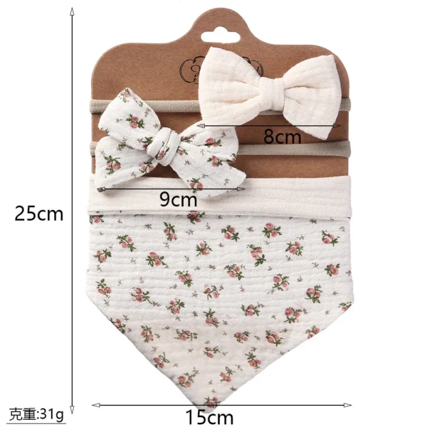 10Set Baby Headband Floral Print Newborn Double Side Bibs Muslin Cotton Boy Girl Bandana Burp Cloths Feeding Smock Stuff Baby - Image 2