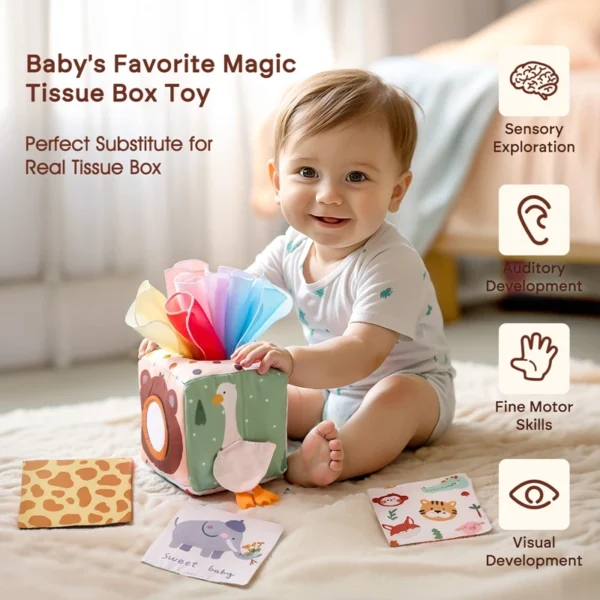 Baby Montessori Toy cotton Magic Tissue Box Finger Exercising Busy Board Game Educational Toy Soft Rattle Game Cloth Book Gift - Image 2