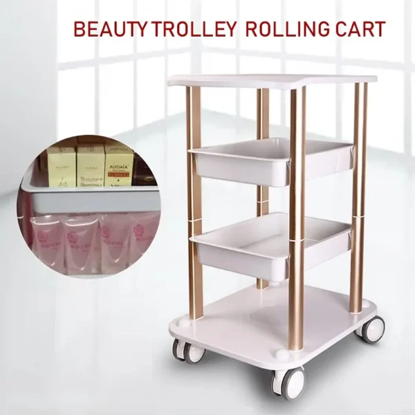 Beauty Salon Trolley Stand,ABS Aluminum Rolling Cart Storage Equipment Machine Organizer for SPA, Hairdressing Machine 330lbs - Image 5