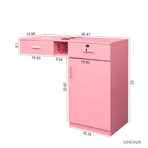 Wall Mount Barber Salon Station Salon Storage Hair Stylist Equipment Set w Appliance Holders Lockable Drawers Storage Cabinet - Image 6
