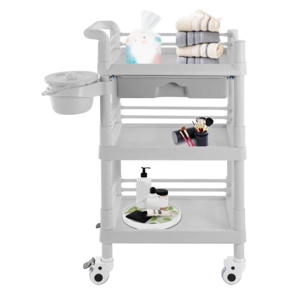 3 Tier Beauty Salon Trolley Salon Sart Miscellaneous Trolley Storage Trolley For Beauty Store Hair Salon（White） - Image 5
