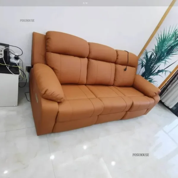 Light Luxury Living Room Sofaa Recliner Multifunctional Leather Sofa Home Theater Living Room Small Apartment Sofa Combination - Image 5