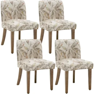 Upholstered Dining Chairs Set of 4 Farmhouse Kitchen Chairs Armless Accent Chairs with Wood Legs for Dining Room, Restaurant, Li