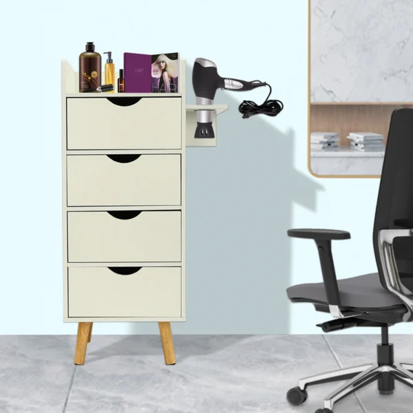 4 -Layer Salon Storage Cabinet,Beauty Barber Salon Styling Station Organizer Equipment,Hair Stylist Station Set White - Image 6