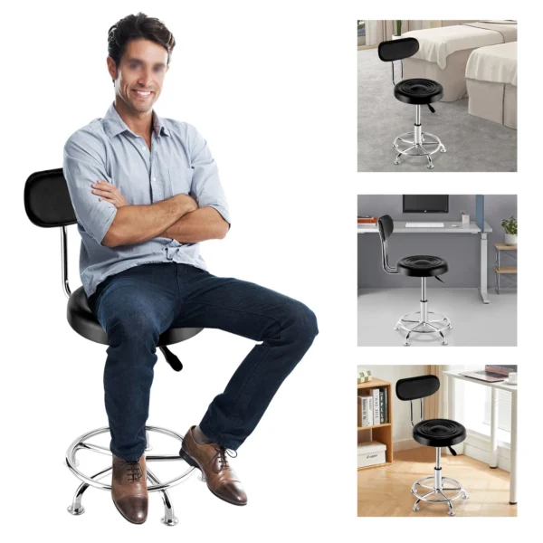 Stool Salon Chair with 360 Degree Swivel Seat Heavy Duty Hydraulic Height Adjustable High Barber Cutting Stools - Image 2