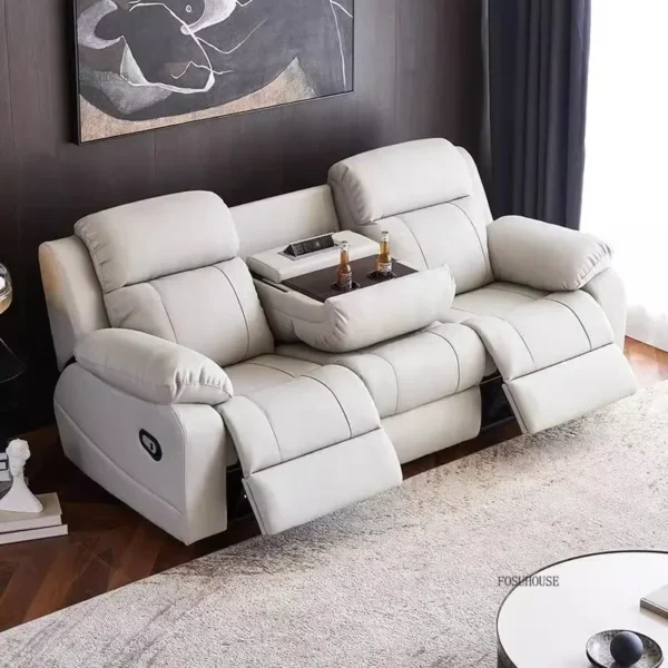 Light Luxury Living Room Sofaa Recliner Multifunctional Leather Sofa Home Theater Living Room Small Apartment Sofa Combination - Image 2
