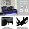 Multifunction Power Air Leather Recliner Sofa Set with LED Lights, Living Room Furniture, Reclining Sofa, loveseat, Chair with - Image 4