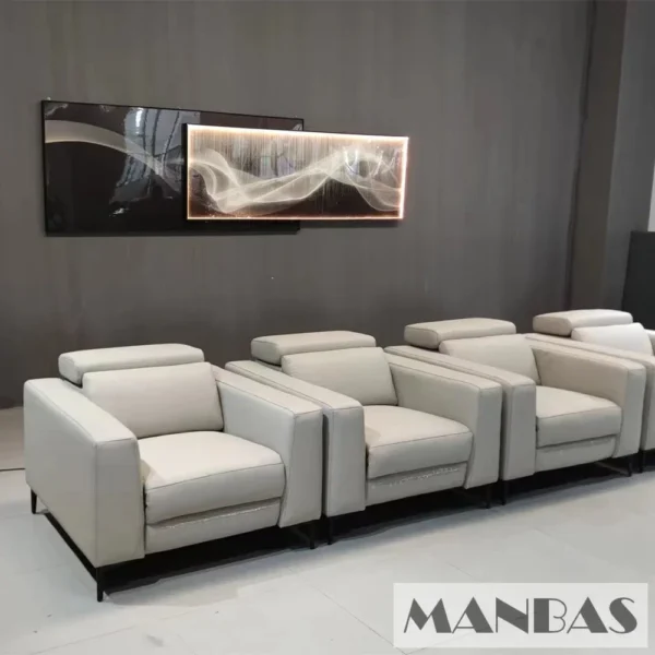 Linlamlim Modern Fabric Dual Motors Sofa Set with Power Recliners, Cloth Couch Multifunctional Theater Electric Reclining Seats - Image 5