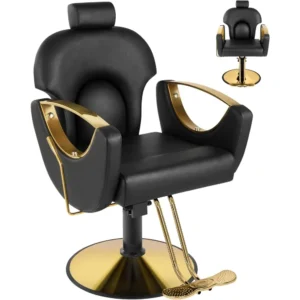 Barber Chair Salon Chair, 360° Swivel Reclining Adjustable Headrest Hydraulic Hair Armchair for Hairdressers