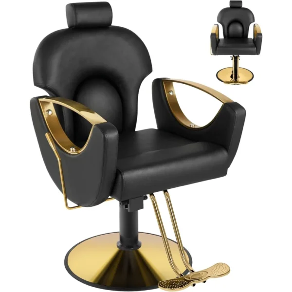 Barber Chair Salon Chair, 360° Swivel Reclining Adjustable Headrest Hydraulic Hair Armchair for Hairdressers