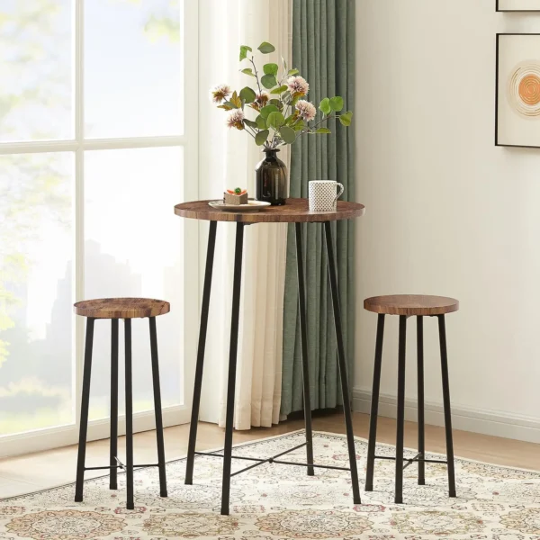 3-Piece Pub Dining Furniture, Counter Height Wood Top for Breakfast Dinner Coffee Nap Conference - Image 3