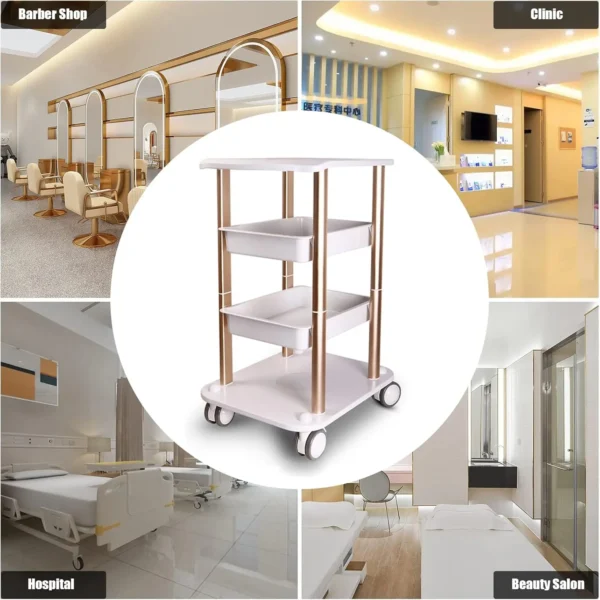 Beauty Salon Trolley Stand,ABS Aluminum Rolling Cart Storage Equipment Machine Organizer for SPA, Hairdressing Machine 330lbs - Image 4