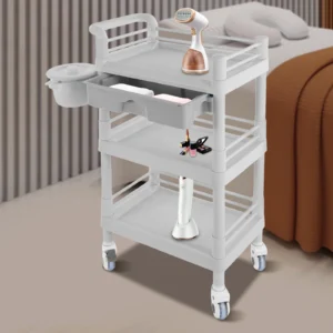 3 Tier Beauty Salon Trolley Salon Sart Miscellaneous Trolley Storage Trolley For Beauty Store Hair Salon（White）
