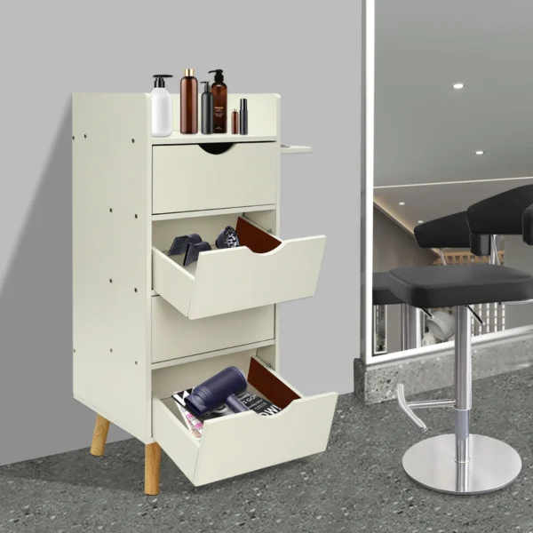 4 -Layer Salon Storage Cabinet,Beauty Barber Salon Styling Station Organizer Equipment,Hair Stylist Station Set White - Image 5
