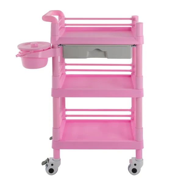 3-tier Beauty Trolley, Beauty Trolley, Salon Trolley with Drawer and Waste Bin - Image 6