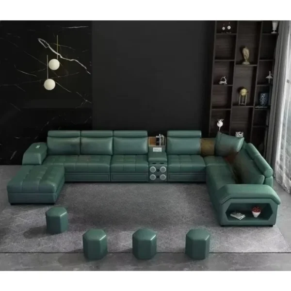 Leather Sofa, U-shaped Cross-section Lounge Chair, with USB Music Speaker, Connected To Bluetooth, Modern Furniture - Image 5
