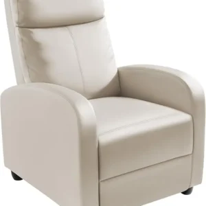 Recliner Chair, Recliner Sofa for Adults, Recliners Home Theater Seating with Lumbar Support, Sofa Chair (Leather, Beige)