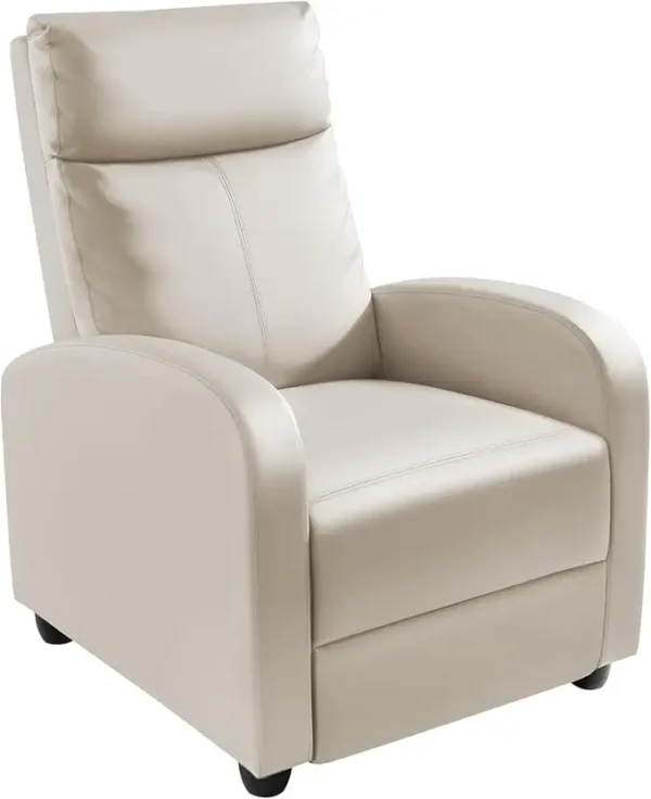 Recliner Chair, Recliner Sofa for Adults, Recliners Home Theater Seating with Lumbar Support, Sofa Chair (Leather, Beige)