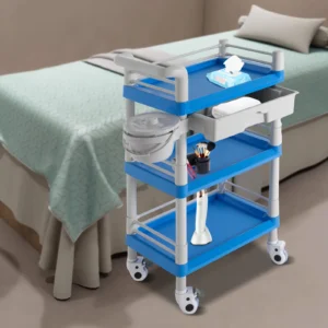 3-tier Beauty Trolley, Beauty Trolley, Salon Trolley with Drawer and Waste Bin