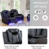 Multifunction Power Air Leather Recliner Sofa Set with LED Lights, Living Room Furniture, Reclining Sofa, loveseat, Chair with - Image 5