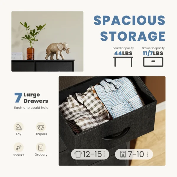 JHK Desser For Bedroom With 7 Fabric Drawers Organizer Storage Closet Chest Clothes For Living Room Display Cabinet Of Furniture - Image 4