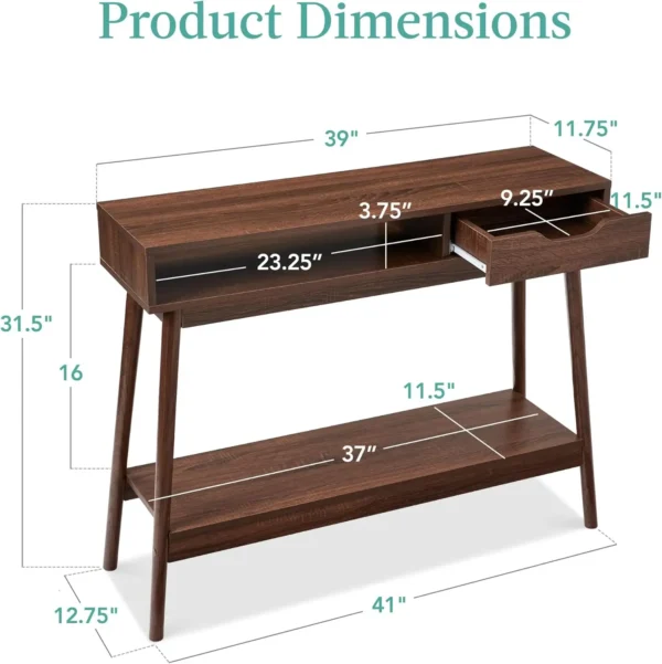 Mid-Century Modern Console Table, Sofa Table, Accent Furniture for Hallway, Living Room, Entryway Foyer Space-Saving w/Cubby - Image 2