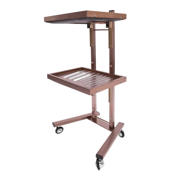 2-tier Salon Trolley, Hairdressing Trolley,Salon Rolling Cart with Trays and Wheels（Rose Gold）） - Image 6