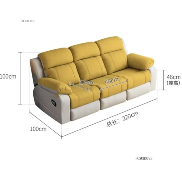Light Luxury Living Room Sofaa Recliner Multifunctional Leather Sofa Home Theater Living Room Small Apartment Sofa Combination - Image 6