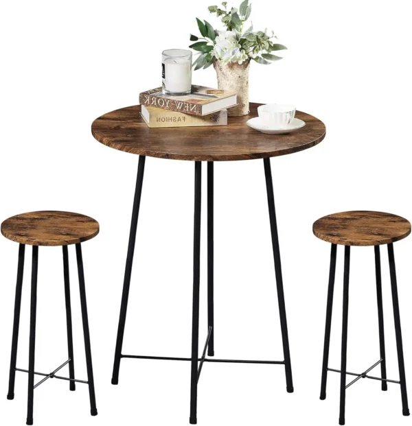 3-Piece Pub Dining Furniture, Counter Height Wood Top for Breakfast Dinner Coffee Nap Conference - Image 2