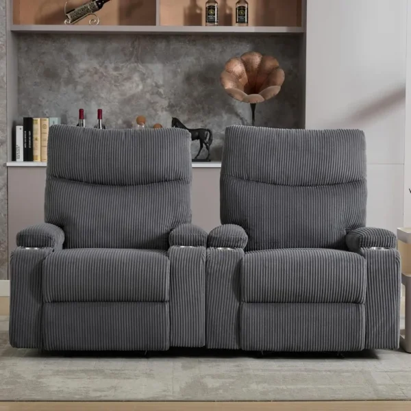 2 Pcs Lazy Boy Recliner Chair, Manual Sofa-3 Comfortable Seating Positions, Ideal for Living Room, Office, RV, or Home Theater,