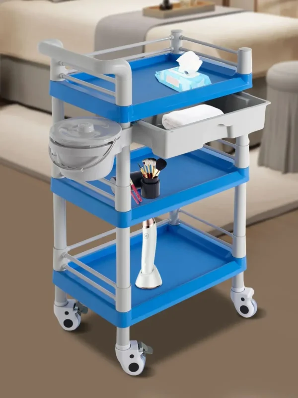 3-tier Beauty Trolley, Beauty Trolley, Salon Trolley with Drawer and Waste Bin - Image 5