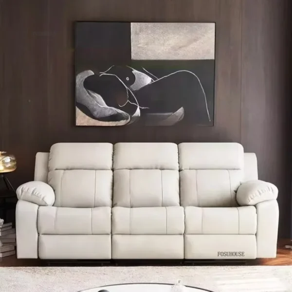 Light Luxury Living Room Sofaa Recliner Multifunctional Leather Sofa Home Theater Living Room Small Apartment Sofa Combination - Image 4