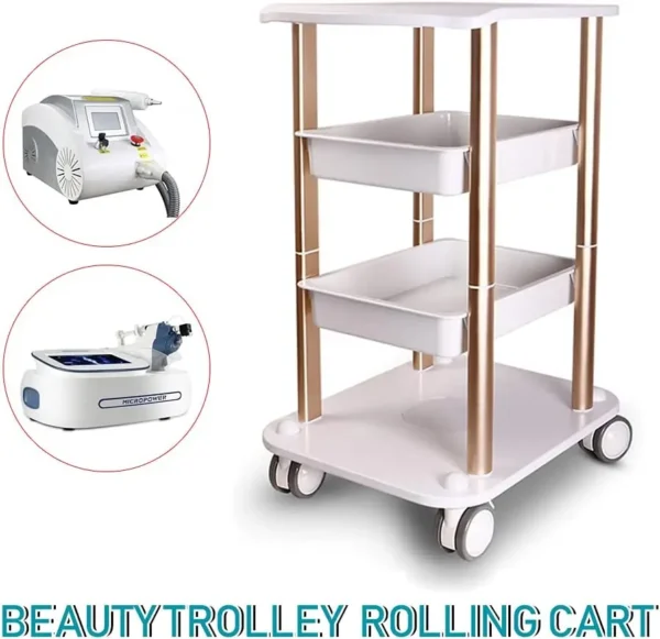Beauty Salon Trolley Stand,ABS Aluminum Rolling Cart Storage Equipment Machine Organizer for SPA, Hairdressing Machine 330lbs - Image 3