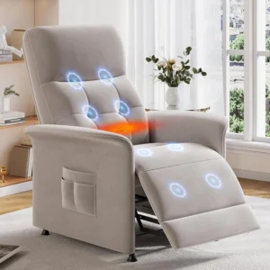 Power Recliner Chair for Adults with Heated & Massage, Adjustable Electric Reclining Chair Sofa,Single Sofa Home Theater Seating