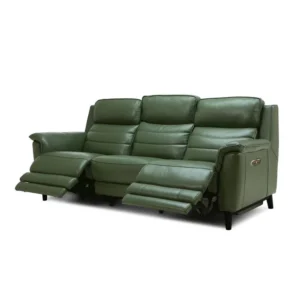 MANBAS Luxury Power Reclining Sofa - Modern Genuine Leather 3-Seater Couch with Footrests & USB, Electric Recliner Home Theater