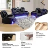 Multifunction Power Air Leather Recliner Sofa Set with LED Lights, Living Room Furniture, Reclining Sofa, loveseat, Chair with - Image 3